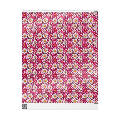 Pink & White Daisy Floral Gift Wrap Paper
