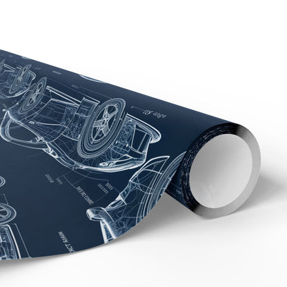 Car Blueprint Wrapping Paper