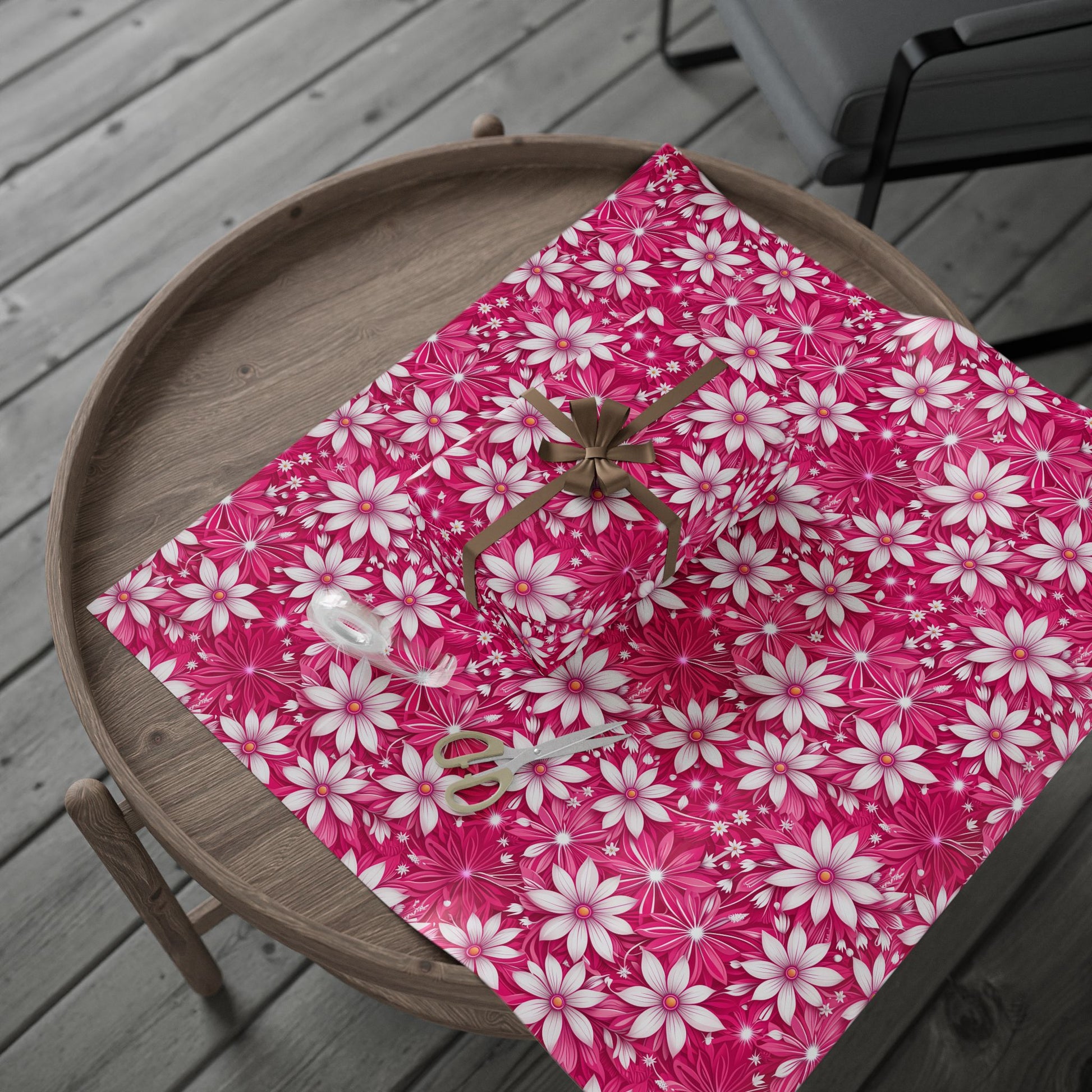 Pink and White Daisies Wrapping Paper