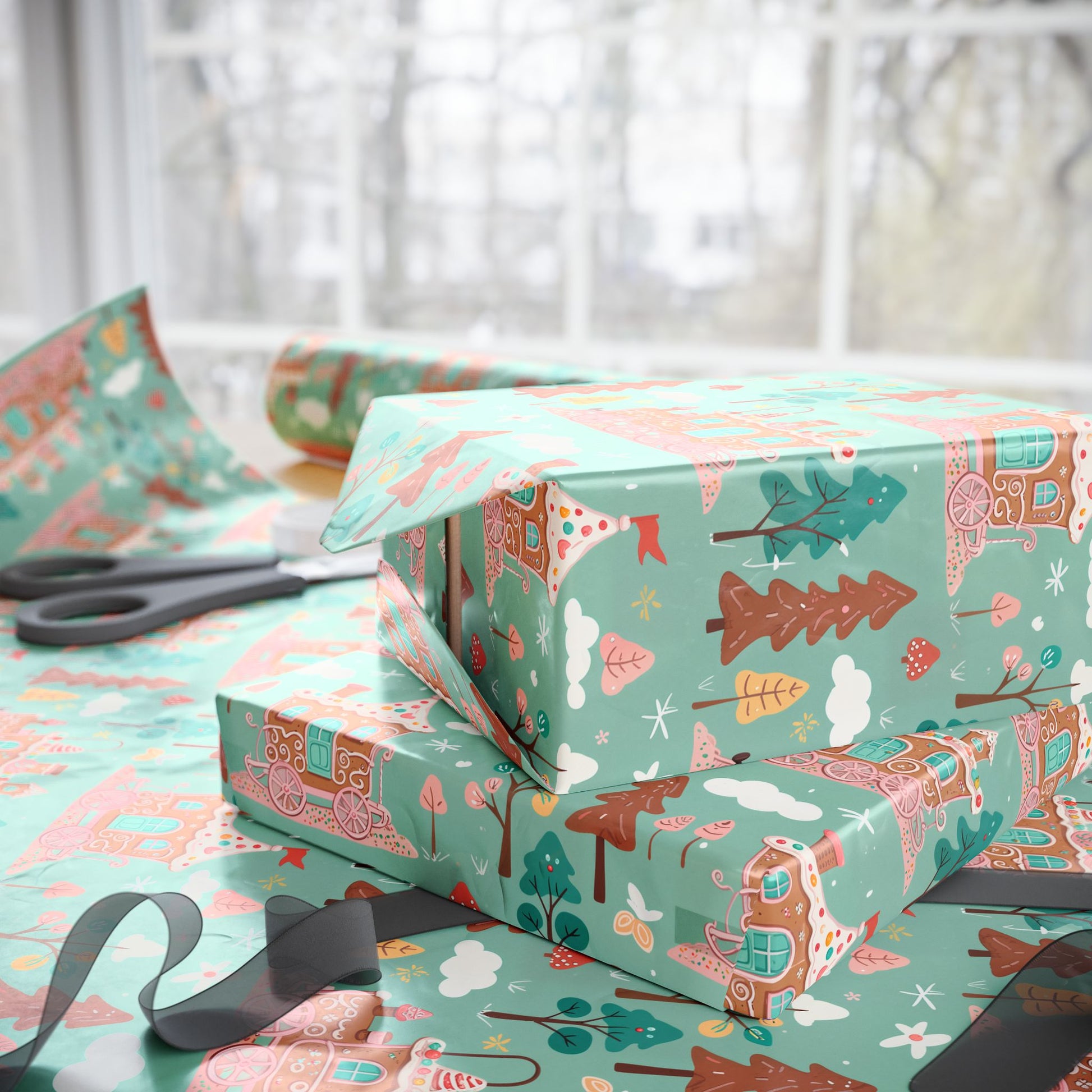Gingerbread Express – Sugar Sleigh Rides Wrapping Paper