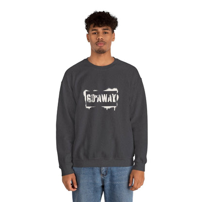 Crewneck Sweatshirt - 'Go Away' Stencil Graphic Cozy Pullover