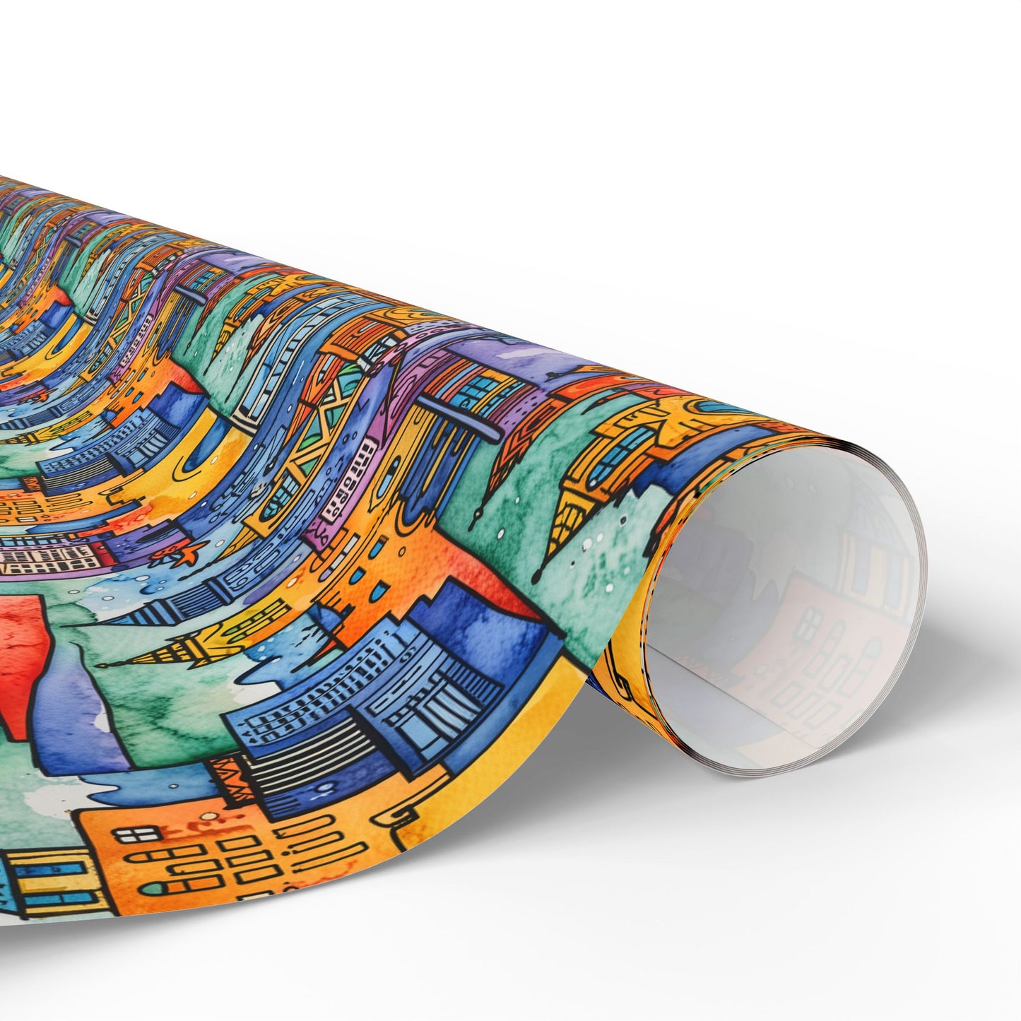 Vibrant Cityscape Wrapping Paper - Festive Gift Wrap