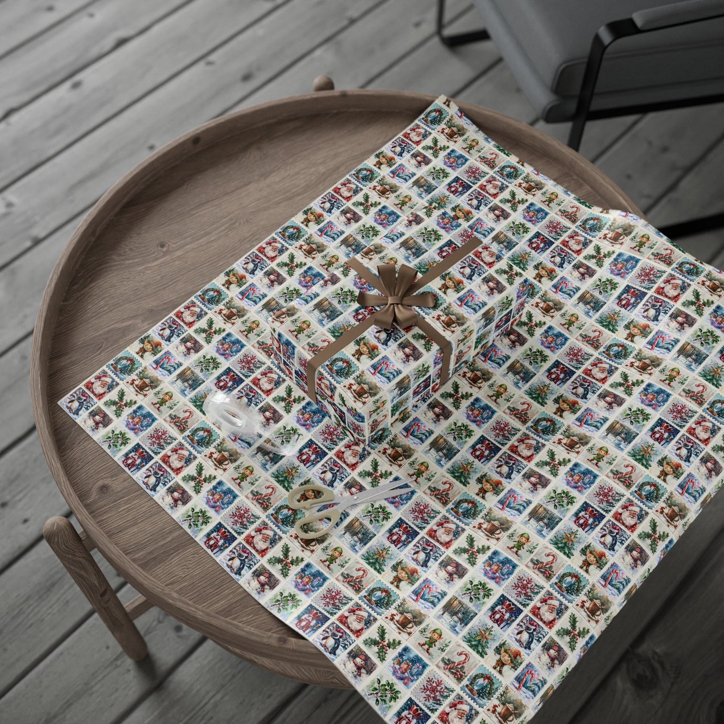 Sealed with a Sleigh – Vintage Christmas Stamps Wrapping Paper