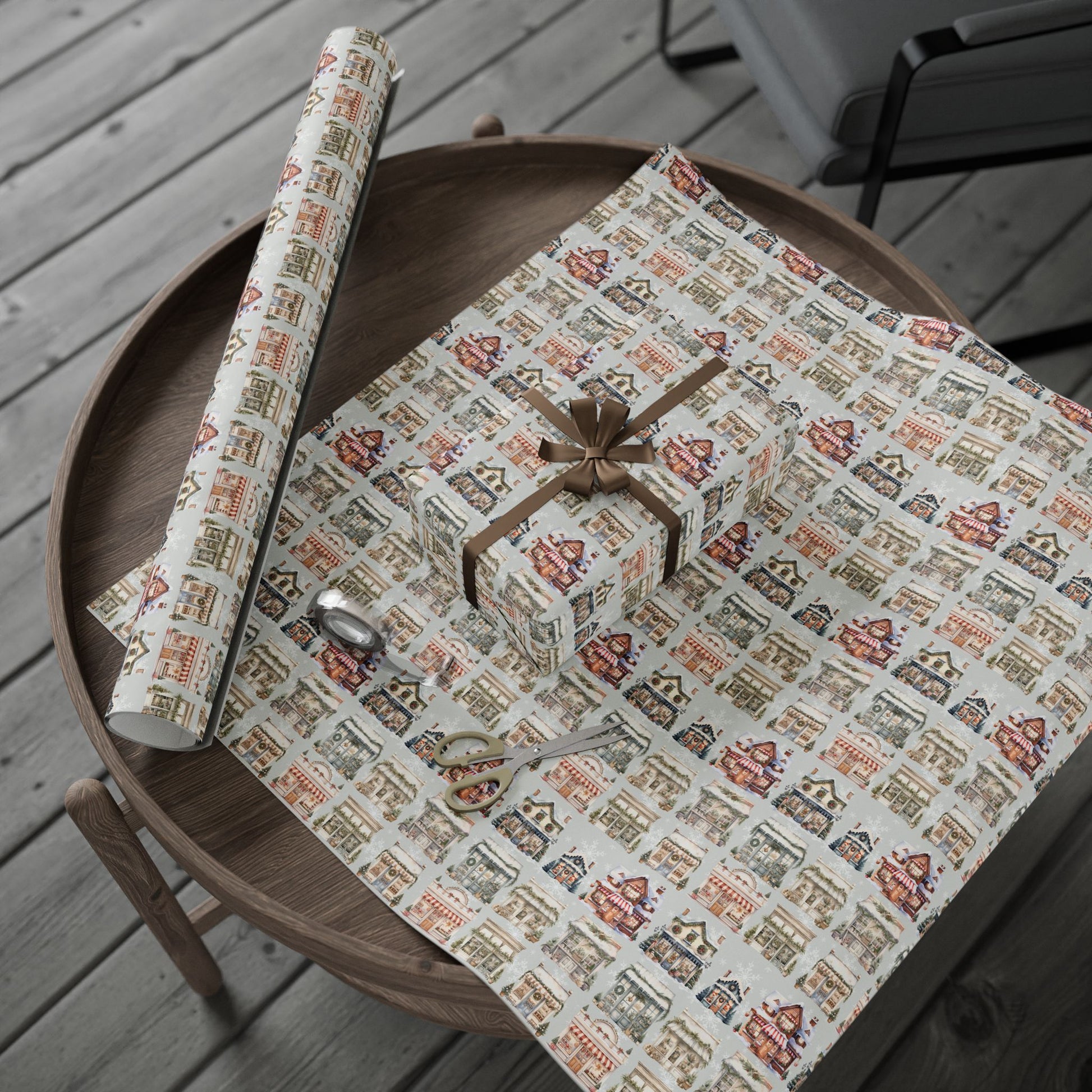 Holiday High Street – Quaint Christmas Village Shop Wrapping Paper