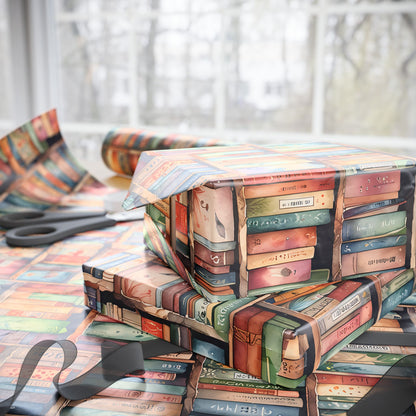 Shelf - Care – Whimsical Library Bookshelf Wrapping Paper