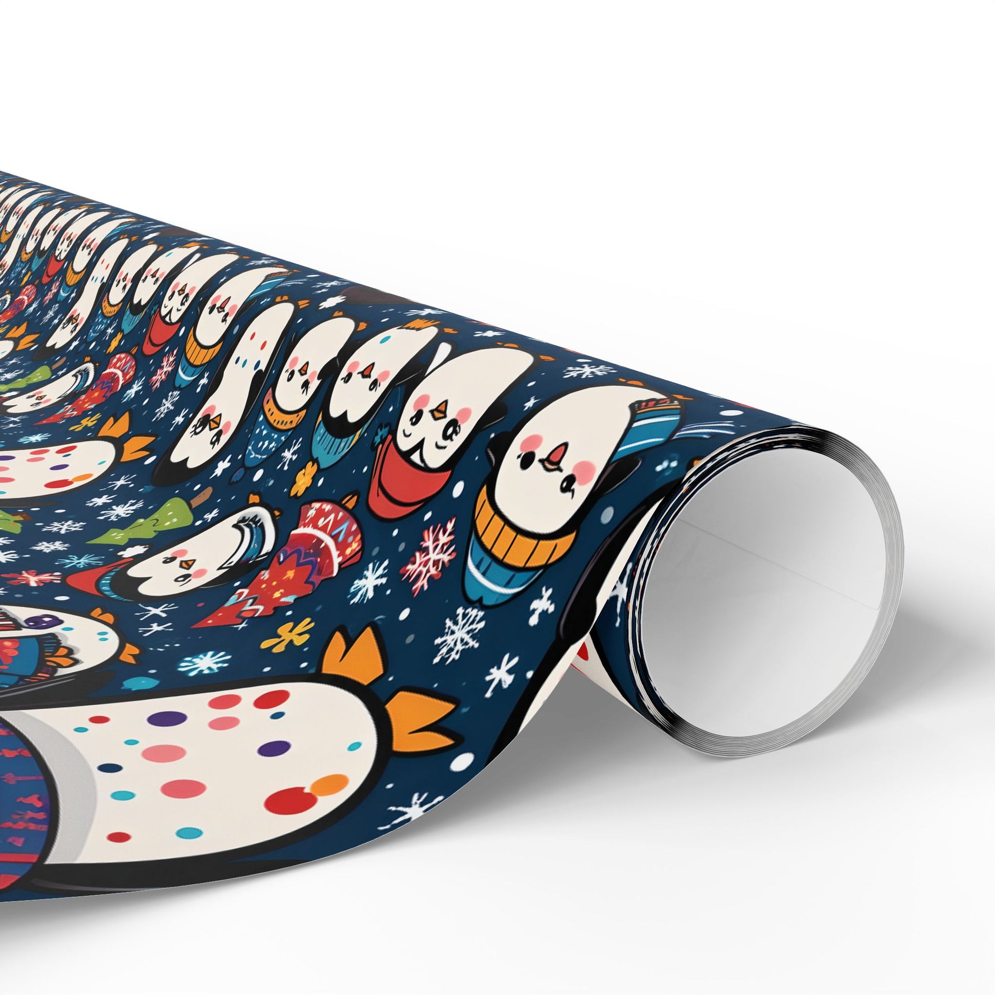 Waddle Wonderland – Cozy Penguins in Holiday Sweaters Wrapping Paper