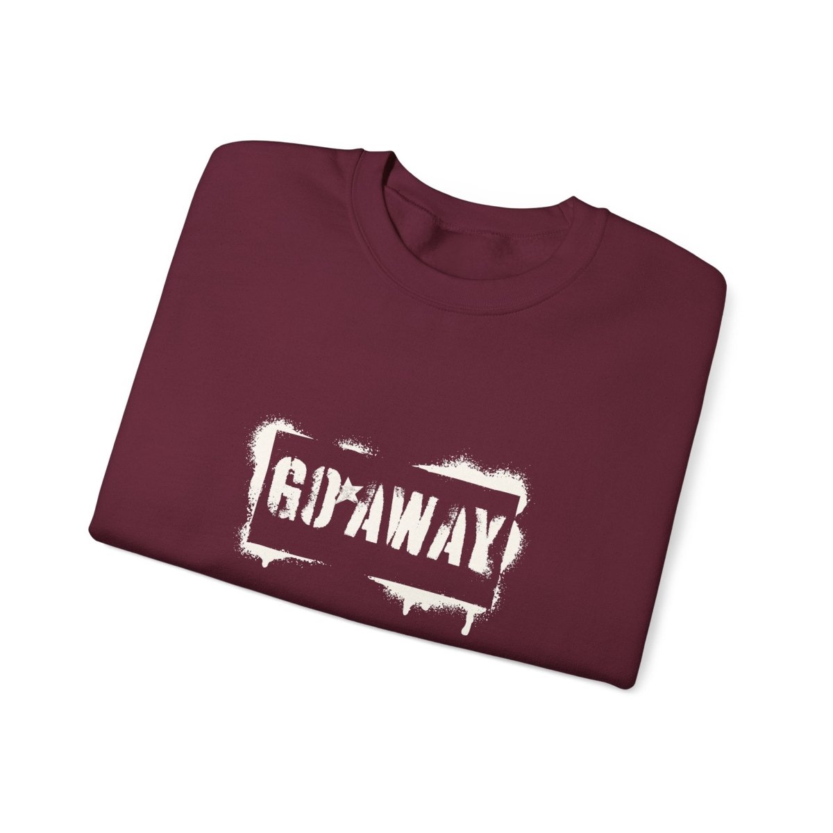 Crewneck Sweatshirt - 'Go Away' Stencil Graphic Cozy Pullover
