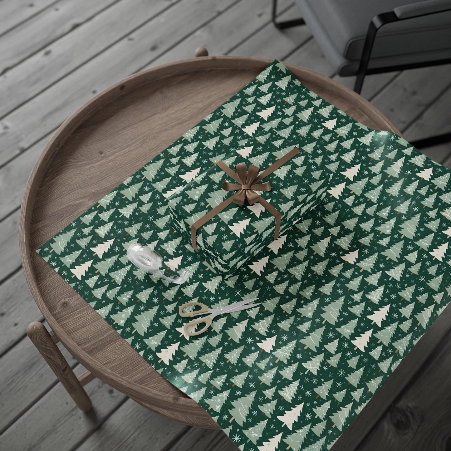Evergleam Dreams – Snow-Dusted Pine Forest Wrapping Paper