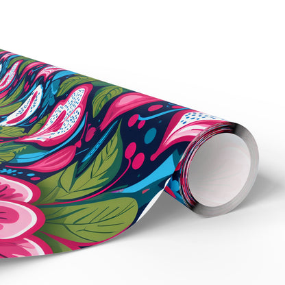 Colorful Pink & Aqua Flower Pattern Gift Wrap