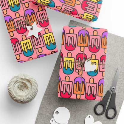 Colorful Pink Ice Cream Wrapping Paper