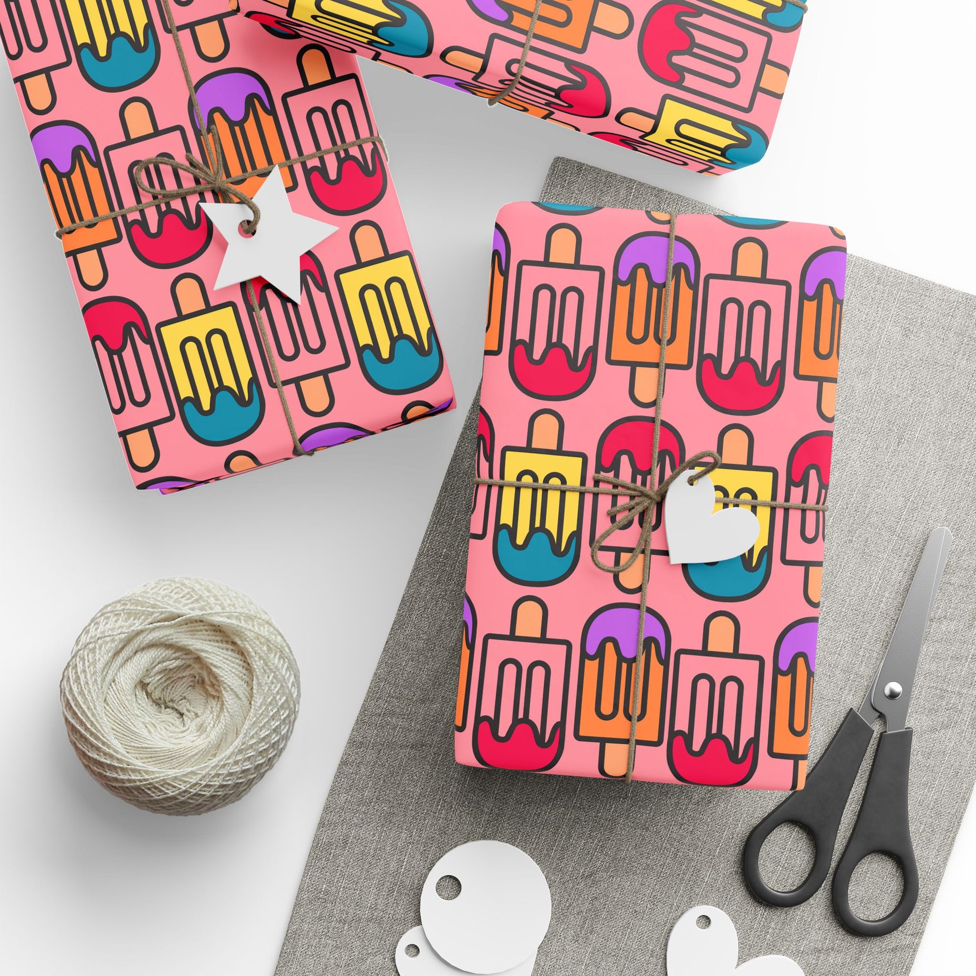 Colorful Pink Ice Cream Wrapping Paper