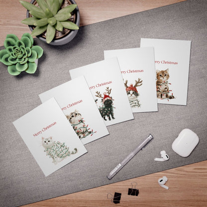Christmas Light Kitten Greeting Cards (25-Pack)