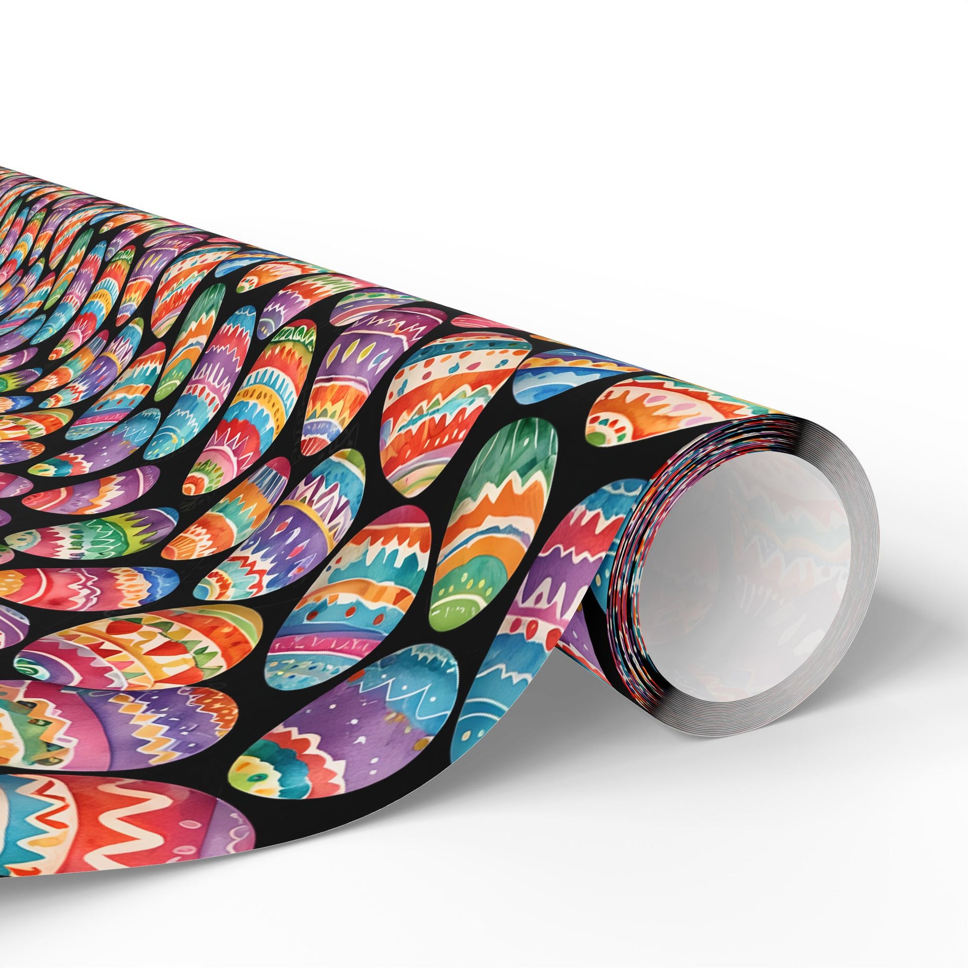 Colorful Easter Egg Wrapping Paper - Black