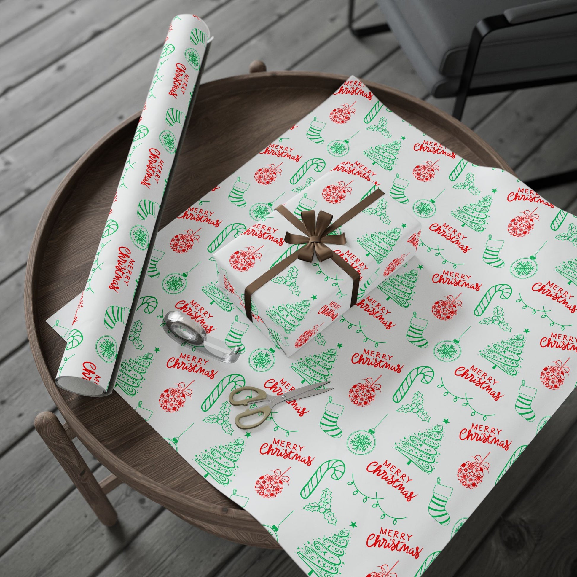Doodle All the Way – Christmas Line Art Wrapping Paper