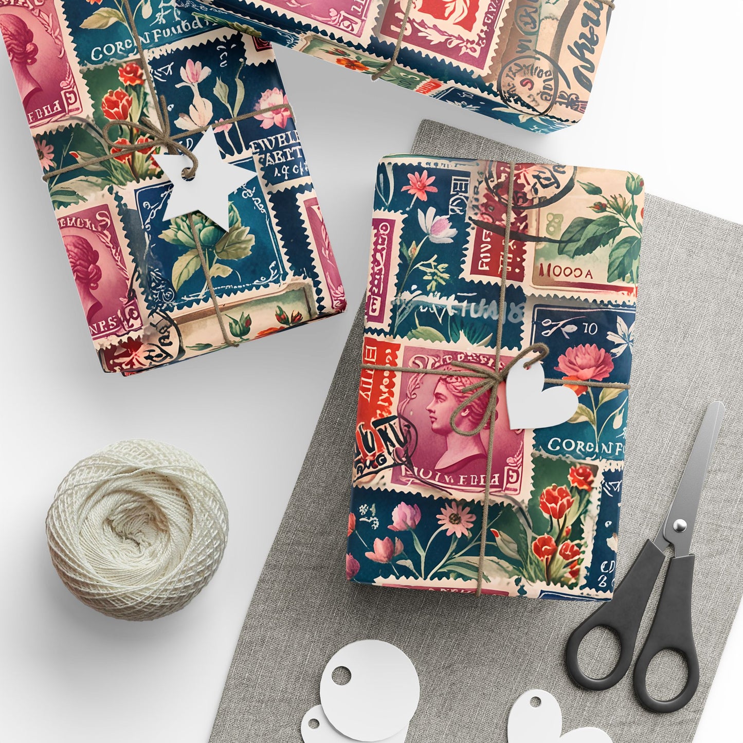Love Stamps Gift Wrap for Valentine's Packages