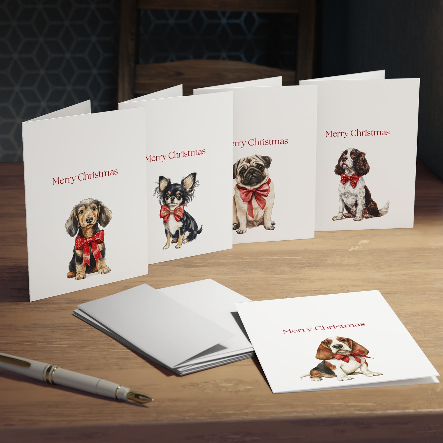 Dog Christmas Cards| Merry Christmas Greeting Cards – 25 Unique Designs | Blank Inside