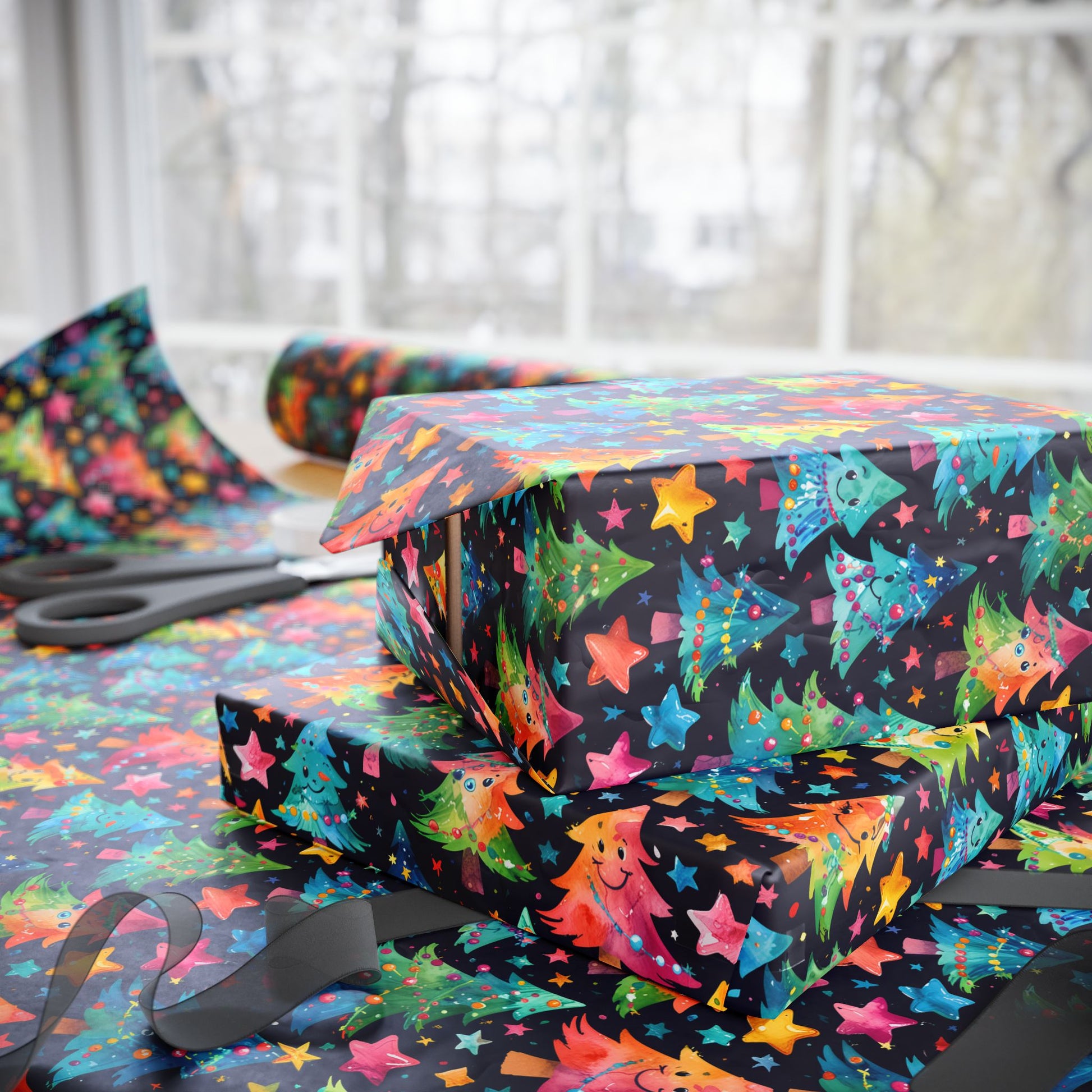Tree - mendously Bright – Rainbow Christmas Tree Wrapping Paper