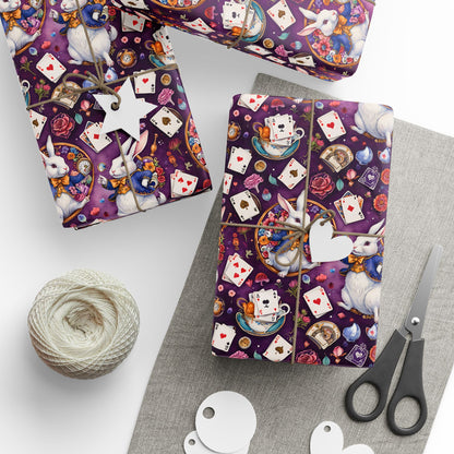 Whimsical Alice in Wonderland Wrapping Paper - Regal Purple