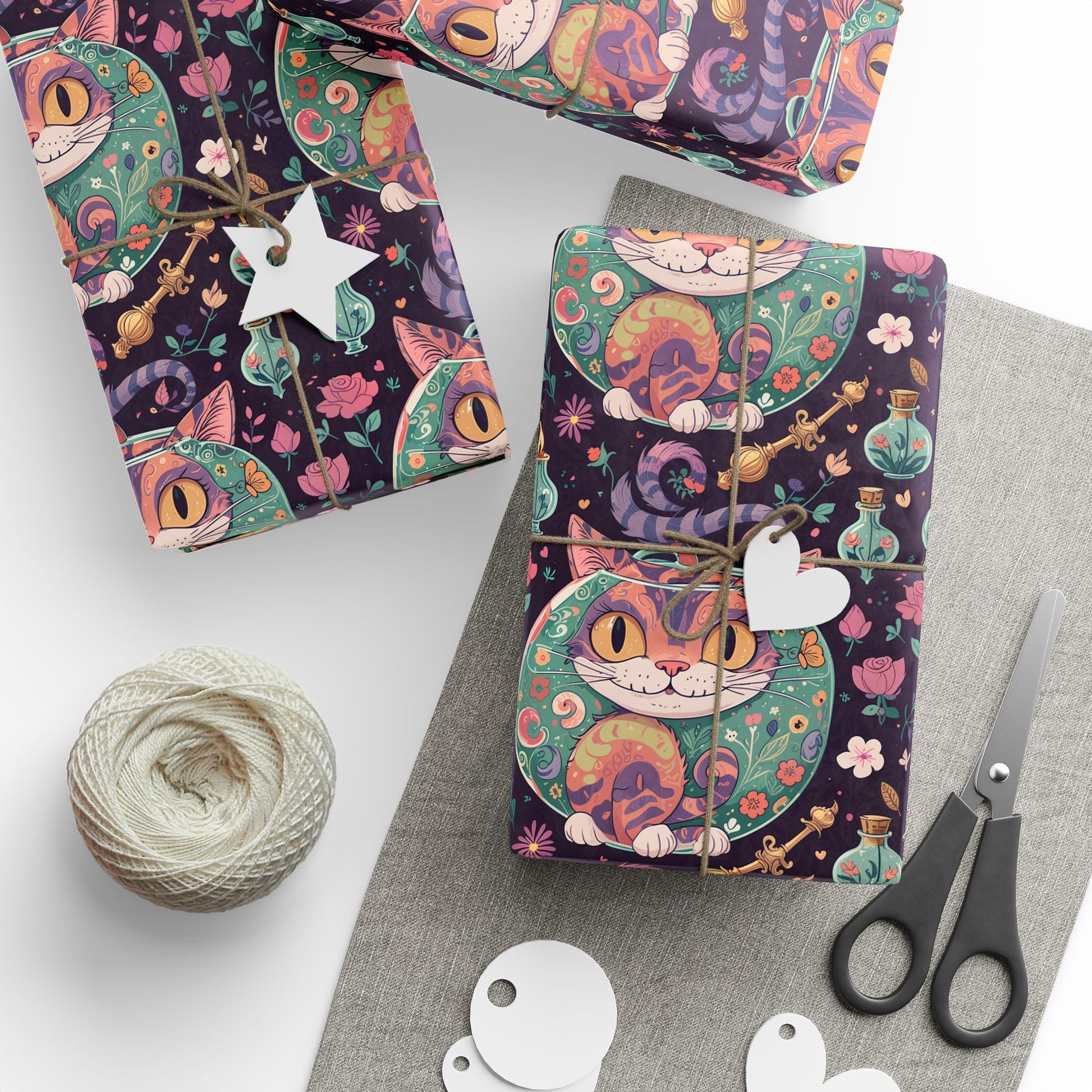 Funky Cheshire Cat Design for Gift Wrapping
