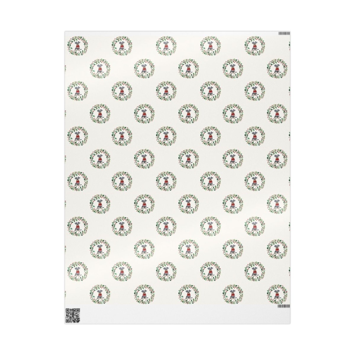 Paw - liday Wreaths & Wags – Schnauzer Christmas Wrapping Paper