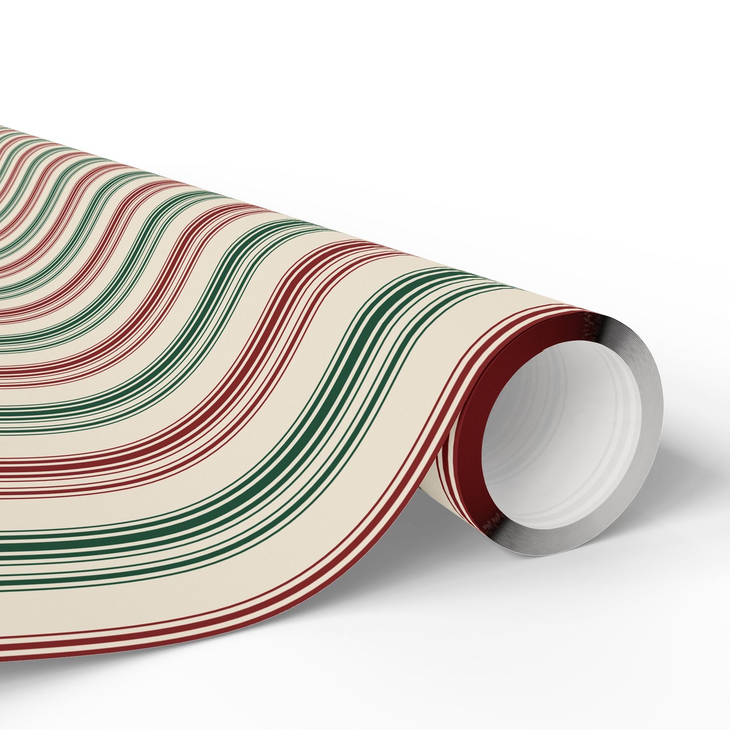 Festive Red & Green Striped Wrapping Paper