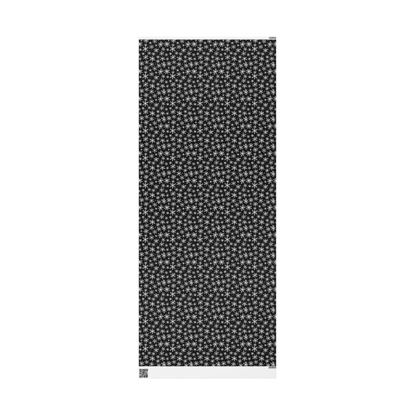 Midnight Flurries – Black & White Snowflake Wrapping Paper