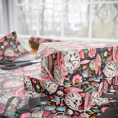 Midnight Tea & Ticking Time – Wonderland Wrapping Paper
