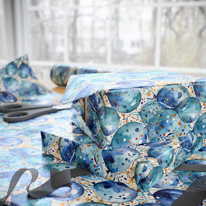 Artistic Blue Celebration Wrapping Papers